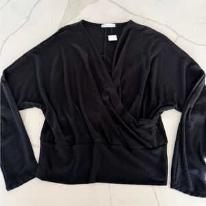 Wasabi + Mint Black Ribbed Top